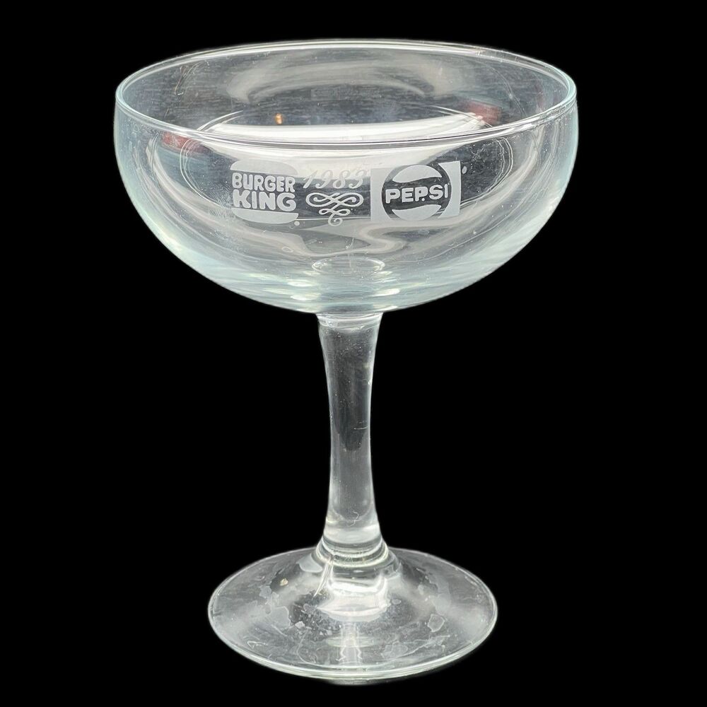 1983 Burger King Pepsi Collectors Celebration Champagne Glass Very Rare 6.5"